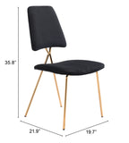 Zuo Modern Chloe 100% Polyester, Plywood, Steel Modern Commercial Grade Dining Chair Set - Set of 2 Black, Gold 100% Polyester, Plywood, Steel