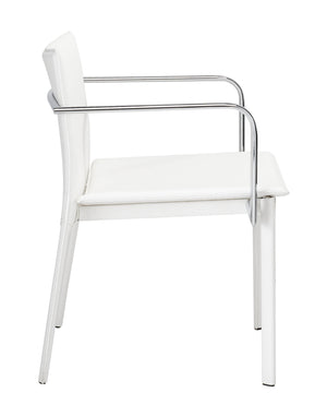 Zuo Modern Gekko 100% Polyurethane, Plywood, Steel Modern Commercial Grade Conference Chair Set - Set of 2 White, Chrome 100% Polyurethane, Plywood, Steel