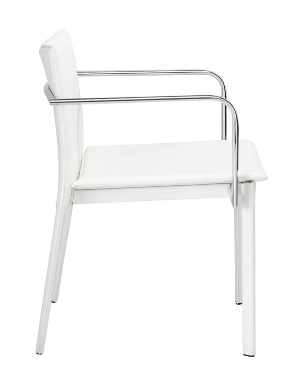 Zuo Modern Gekko 100% Polyurethane, Plywood, Steel Modern Commercial Grade Conference Chair Set - Set of 2 White, Chrome 100% Polyurethane, Plywood, Steel