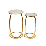 Sagebrook Home Glam Set of 2 -  Gold Accent Tables, Mirror Top 12286-01 Gold Metal