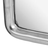 Zoar Modern Handcrafted Rectangular Aluminum Wall Mirror, Silver Noble House
