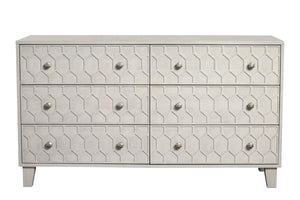 Denver Six Drawer Dresser - Handcrafted Mahogany with Honeycomb Design, Fully Assembled Storage Solution