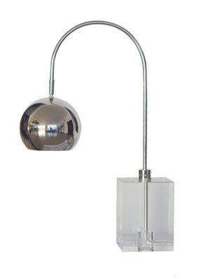 Bethel Polished Nickel Table Lamp in Metal & Crystal