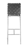 English Elm EE2959 100% Polyurethane, Steel Modern Commercial Grade Bar Chair Set - Set of 2 Black, Chrome 100% Polyurethane, Steel