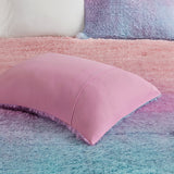Mi Zone Primrose Modern/Contemporary Ombre Shaggy Faux Fur Comforter Set Purple Multi Full/Queen MZ10-0643