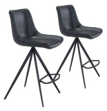 English Elm EE2649 100% Polyurethane, Plywood, Steel Modern Commercial Grade Counter Chair Set - Set of 2 Black 100% Polyurethane, Plywood, Steel
