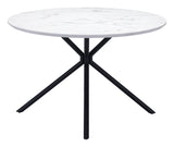 Zuo Modern Amiens MDF, Steel Modern Commercial Grade Dining Table White, Black MDF, Steel