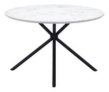 English Elm EE2743 MDF, Steel Modern Commercial Grade Dining Table White, Black MDF, Steel