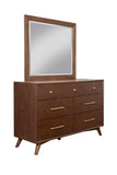 Alpine Furniture Flynn Mid Century Modern Mirror, Walnut 966WAL-06 Walnut Mahogany Solids & Okoume Veneer 42 x 1 x 37