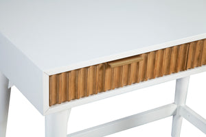 Larsen Mini Desk in White & Natural - Stylish Mahogany with Gold Hardware & Felt-Lined Drawers