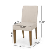 Kuna Contemporary Upholstered Dining Chair, Beige and Weathered Brown Noble House