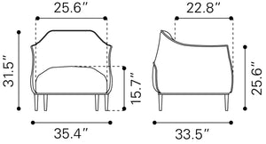 Zuo Modern Julian 100% Polyurethane, Plywood, Steel Modern Commercial Grade Occasional Chair Coffee, Black 100% Polyurethane, Plywood, Steel