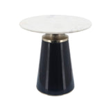 Sagebrook Home Contemporary Marble Top, 18"h Nebular Side Table, Blue 16571-05 Blue Glass