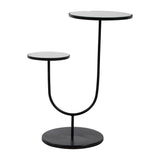 Sagebrook Home Contemporary Metal, 19"dx25"h 2-tiered Side Table W/ Mirror Top 17629 Black Iron