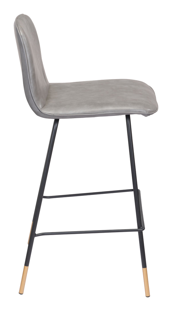 Zuo Modern Var 100% Polyurethane, Plywood, Steel Modern Commercial Grade Counter Stool Gray, Black, Gold 100% Polyurethane, Plywood, Steel