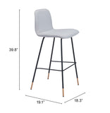 Zuo Modern Gironde 100% Polyester, Plywood, Steel Modern Commercial Grade Barstool Light Gray, Black, Gold 100% Polyester, Plywood, Steel