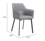 English Elm EE2879 100% Polyester, Plywood, Steel Modern Commercial Grade Dining Chair Set - Set of 2 Gray, Black 100% Polyester, Plywood, Steel