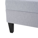 Zahra Contemporary Tufted Fabric Ottoman, Light Gray and Dark Brown Noble House