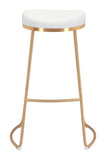 Zuo Modern Bree 100% Polyurethane, Plywood, Stainless Steel Modern Commercial Grade Barstool Set - Set of 2 White, Gold 100% Polyurethane, Plywood, Stainless Steel