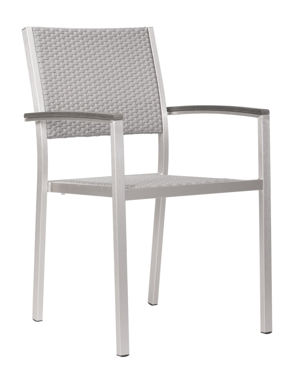 Zuo Modern Metropolitan Aluminum, Polyethylene Modern Commercial Grade Arm Chair Set - Set of 2 Gray, Silver Aluminum, Polyethylene
