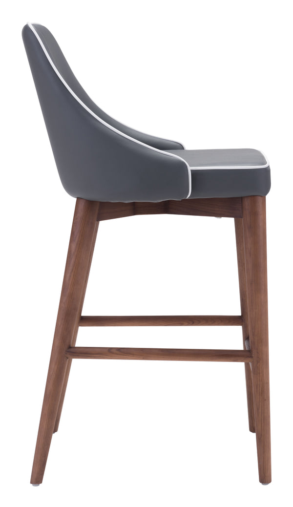 Zuo Modern Moor 100% Polyurethane, Plywood, Birch Wood Mid Century Commercial Grade Counter Stool Dark Gray, Brown 100% Polyurethane, Plywood, Birch Wood