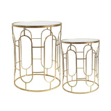 Sagebrook Home Glam Set of 2 -  Mirrored Round Accent Tables 24/20" Gold 14052-01 Gold Metal