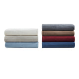 Serta Ribbed Micro Fleece Casual 100% Polyester Tri-rib Fleece Heated Blanket Grey King: 100x90" ST54-0169