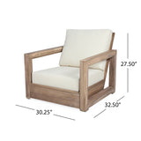 Noble House Westchester Outdoor 3 Piece Acacia Wood Chat Set, Brown and Beige