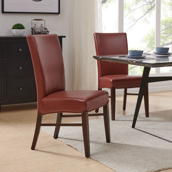 Milton Bonded Leather Dining Chair Set of 2 - Stylish Parsons Accent Chairs for Modern Interiors