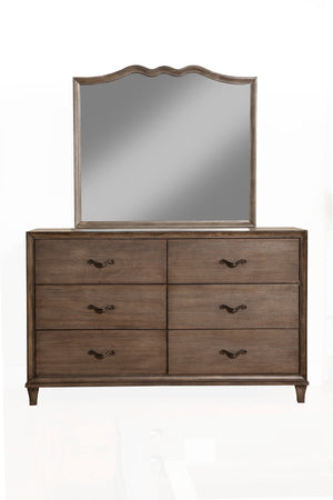 Alpine Furniture Charleston Mirror, Antique Grey 1500-06 Antique Grey Plantation Mahogany Solids & Okoume Veneer 42 x 1.5 x 37