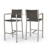 Cape Coral Outdoor Grey Wicker Barstools (Set of 2)