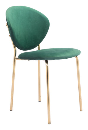 Zuo Modern Clyde 100% Polyester, Plywood, Steel Modern Commercial Grade Dining Chair Set - Set of 2 Green, Gold 100% Polyester, Plywood, Steel