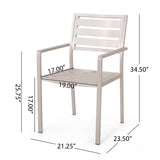 Noble House Cape Coral Outdoor Modern Aluminum Dining Chair (Set of 2), Silver