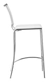 English Elm EE2952 100% Polyurethane, Plywood, Steel Modern Commercial Grade Bar Chair Set - Set of 2 White, Chrome 100% Polyurethane, Plywood, Steel