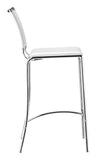 Zuo Modern Soar 100% Polyurethane, Plywood, Steel Modern Commercial Grade Barstool Set - Set of 2 White, Chrome 100% Polyurethane, Plywood, Steel