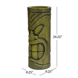Saguard Outdoor Polynesian Urn, Antique Green Finish Noble House