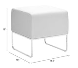 Zuo Modern Plush 100% Polyurethane, Plywood, Steel Modern Commercial Grade Ottoman White, Chrome 100% Polyurethane, Plywood, Steel