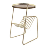 Sagebrook Home Contemporary Metal, 26"h Mirrored Side Table/rack, Gold 16662 Gold Iron