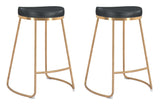 English Elm EE2646 100% Polyurethane, Plywood, Stainless Steel Modern Commercial Grade Counter Stool Set - Set of 2 Black, Gold 100% Polyurethane, Plywood, Stainless Steel
