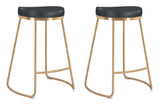 Zuo Modern Bree 100% Polyurethane, Plywood, Stainless Steel Modern Commercial Grade Counter Stool Set - Set of 2 Black, Gold 100% Polyurethane, Plywood, Stainless Steel