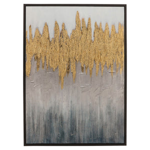 Sagebrook Home Contemporary 35x47 Handpainted Abstract Canvas W/ Gold Foi 70124 Black Polyester Canvas