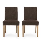 Kuna Contemporary Upholstered Dining Chair, Brown and Weathered Brown Noble House