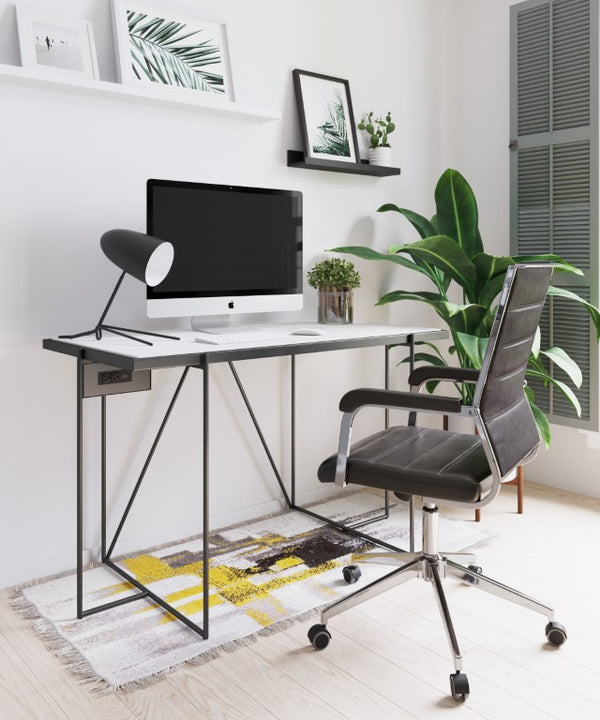 Zuo Modern Liderato 100% Polyurethane, Plywood, Steel Modern Commercial Grade Office Chair Brown, Silver 100% Polyurethane, Plywood, Steel