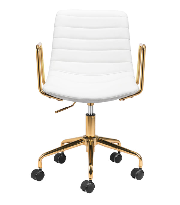 Zuo Modern Eric 100% Polyurethane, Plywood, Steel Modern Commercial Grade Office Chair White, Gold 100% Polyurethane, Plywood, Steel
