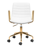 English Elm EE2715 100% Polyurethane, Plywood, Steel Modern Commercial Grade Office Chair White, Gold 100% Polyurethane, Plywood, Steel