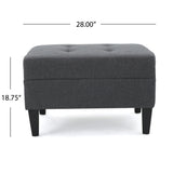 Zahra Contemporary Tufted Fabric Ottoman, Dark Gray and Dark Brown Noble House