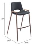 English Elm EE2703 100% Polyurethane, Plywood, Steel Modern Commercial Grade Bar Chair Set - Set of 2 Black, Walnut 100% Polyurethane, Plywood, Steel