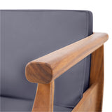 Aston Outdoor Mid-Century Modern Acacia Wood Club Chair With Cushion, Teak and Dark Gray Noble House