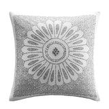 Sofia Mid-Century 100% Cotton Percale Embroidered Decorative Square Pillow