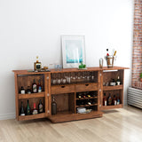 Zuo Modern Linea Acacia Wood Mid Century Commercial Grade Bar Cabinet Walnut Acacia Wood